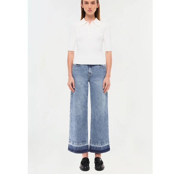 Simkai Jude Wide Leg Denim Jeans Medium Wash Ombre Cuffs USA 29 - Picture 2 of 11